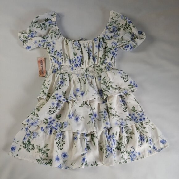 NWT New Inspired Hearts Floral Short Sleeve Tiered Mini Dress Juniors M - Picture 6 of 10